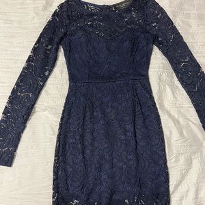 Akira Chicago Navy Blue fitted Lace Dress